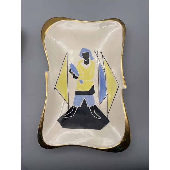 Vintage Norwegian Fisherman Porcelain Hand Painted Platters Norway Signed Set 2 - Picture 9 of 16